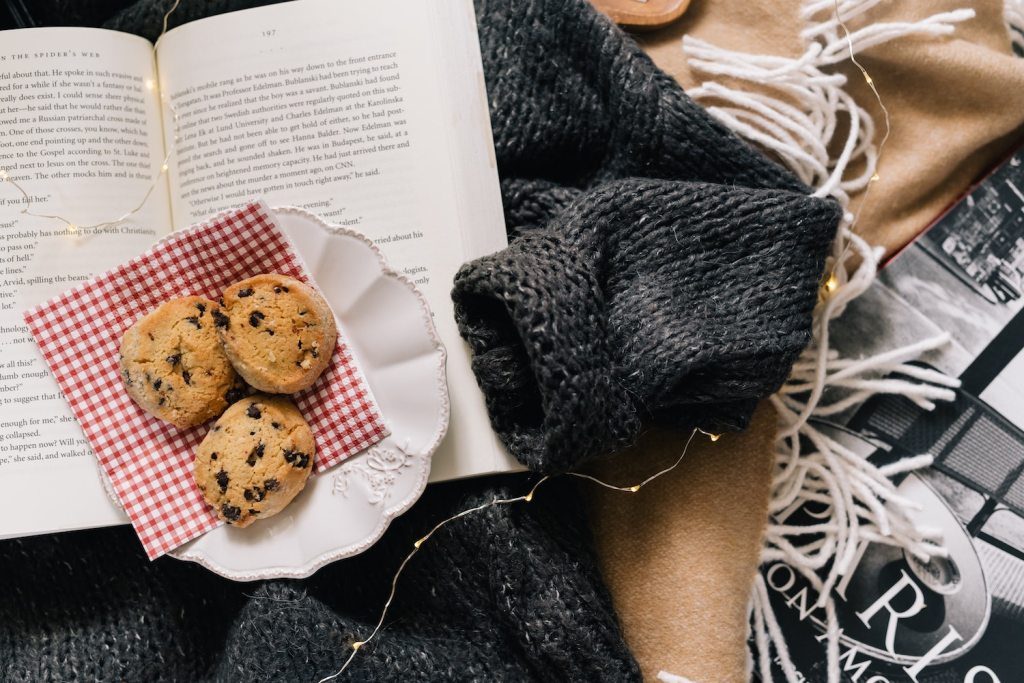 book and cookies festive holiday rest